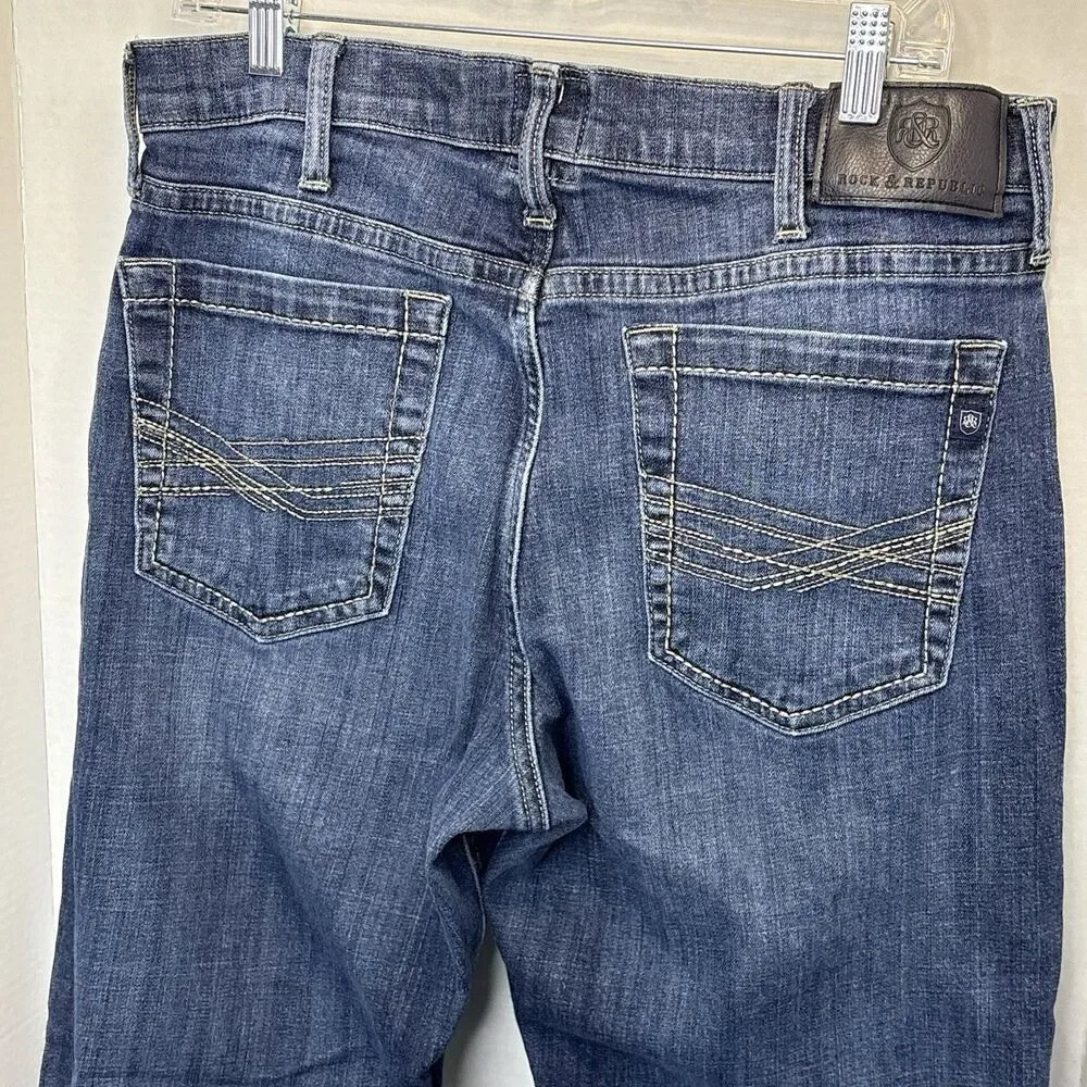Rock & Republic Men's Jeans Straight Leg Size 36X30 Dark Wash